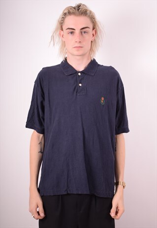 CHAPS RALPH LAUREN MENS VINTAGE POLO SHIRT XL NAVY BLUE 90S