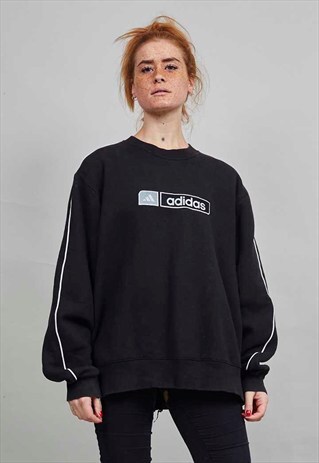 90'S OVERSIZED BLACK VINTAGE ADIDAS SWEATSHIRT