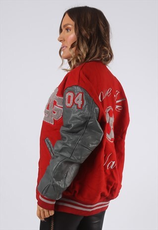 LEATHER WOOL BOMBER JACKET FOOTBALL VARSITY UK 16 (BV4P)