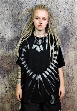 Tie-dye heart t-shirt gradient tee love emoji top in black