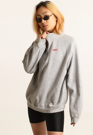 VINTAGE REEBOK EMBROIDERED LOGO 1/4 ZIP SWEATSHIRT