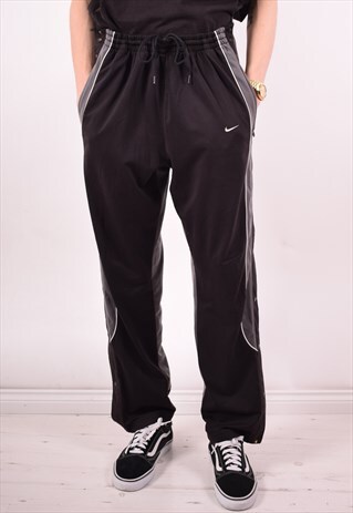 NIKE MENS VINTAGE TRACKSUIT TROUSERS LARGE BLACK 90S