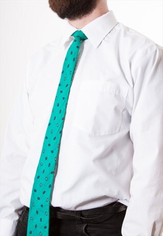 GREEN GEOMETRICAL NECKTIE / SLIM VINTAGE TIE