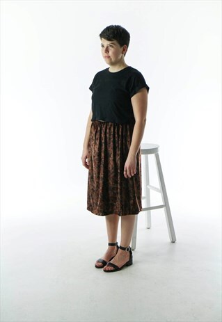 FLORAL PLEATED SKIRT / HIGH WAISTED FALL SKIRT