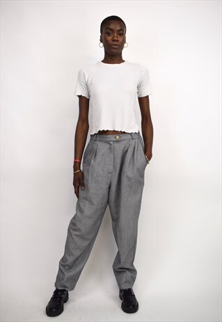 VINTAGE 90S BLACK AND WHITE GINGHAM TROUSERS