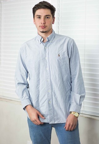 VINTAGE POLO RALPH LAUREN SHIRT LOGO 90S M 11.6