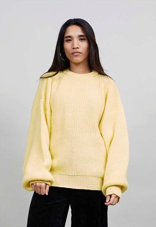 VINTAGE 80'S CANARY YELLOW OVERSIZED KNITTED JUMPER