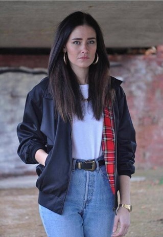 NEW WOMENS TARTAN HARRINGTON MOD BOMBER JACKET COAT