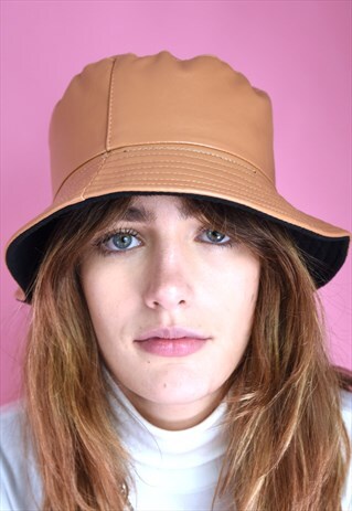 VINTAGE INSPIRED BUCKET HAT FLEECE LINING BROWN