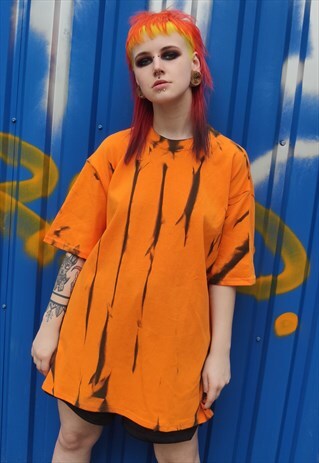 OVERSIZED TIE-DYE TEE GRADIENT BAGGY T-SHIRT IN ORANGE