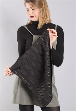 VINTAGE 80S METALLIC THREAD PATTERNED SATIN SCARF