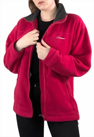 WOMENS VINTAGE BERGHAUS FLEECE PINK JACKET ZIPPER