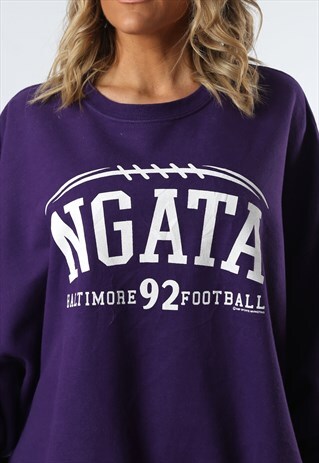 SWEATSHIRT JUMPER OVERSIZED FOOTBALL PRINT UK 22 (F24J)