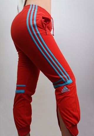 VINTAGE 90'S ADIDAS TRACK BOTTOMS RED - SAMPLE ITEM