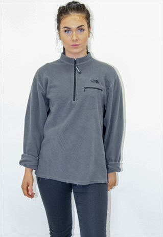 VINTAGE THE NORTH FACE 1/4 ZIP GREY FLEECE IN LARGE