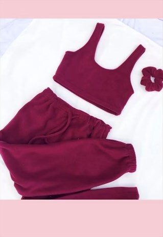 Handmade Bottle Green joggers top & scrunchie loungewear set