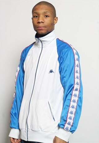 VINTAGE KAPPA TAPE LOGO TRACK JACKET WHITE