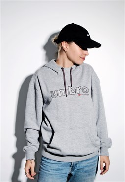 UMBRO grey hoodie hooded oversized logo sweatshirt Y2K