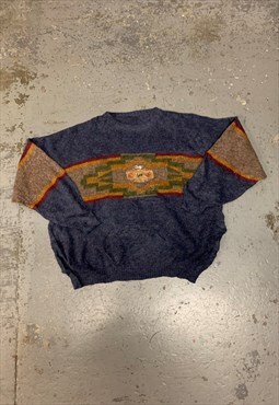 Vintage Lee Abstract Knitted Jumper Funky Patterned Sweater