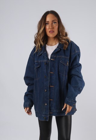 VINTAGE DENIM JACKET LINED OVERSIZED FITTED UK 20 XXXL (O1H)