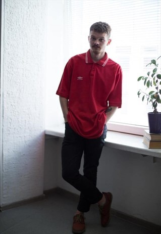 VINTAGE 90'S RED SHORT SLEEVED POLO SHIRT