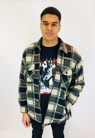 VINTAGE FLANNEL FLEECE JACKET SHERLING INSIDES
