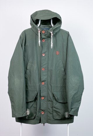 VINTAGE FRED PERRY PARKA JACKET GREEN LARGE