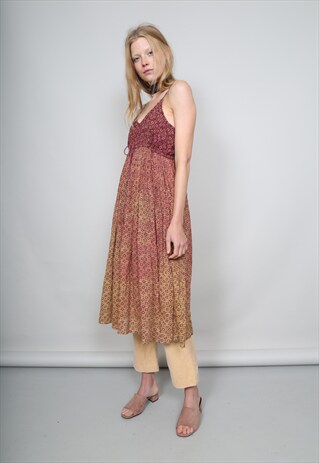 VINTAGE 90'S PRINTED INDIAN MAXI CAMI DRESS