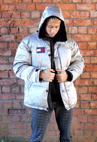 RARE SILVER TOMMY HILFIGER PUFFER JACKET