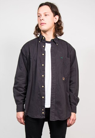 VINTAGE 90'S BLACK TOMMY HILFIGER SHIRT