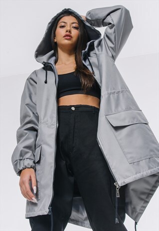 WINDBREAKER PARKA COAT IN GREY
