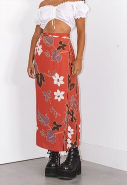 Vintage 90s Floral Print Wrapped Skirt