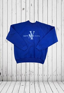 vintage blue embroidered NYC Jumper