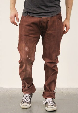 VINTAGE MAROON LEVI'S PAINT JEANS