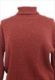 VINTAGE ROLL NECK BLOUSE 70S MARLED RED PULLOVER KNIT