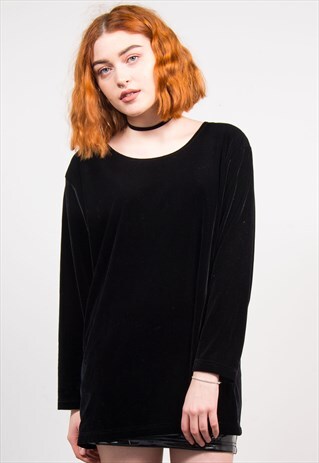 VINTAGE 90'S BLACK OVERSIZE VELVET TOP