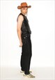 VINTAGE 90S CLASSIC LEATHER GILET IN BLACK