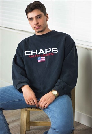 VINTAGE CHAPS RALPH LAUREN SWEATSHIRT JUMPER LOGO XL 19.8