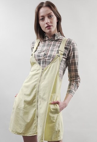 VINTAGE 80'S BENETTON YELLOW DUNGAREE DRESS
