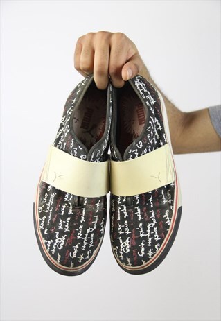 VINTAGE PUMA BLACK PRINT TRAINERS