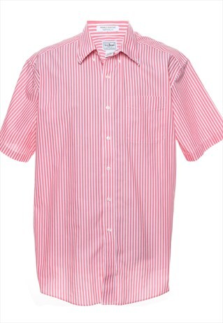 VINTAGE L.L. BEAN STRIPED SHORT SLEEVED SHIRT - XL