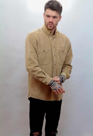 1990'S VINTAGE CORD SHIRT IN CREAM