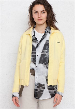 VINTAGE YELLOW LACOSTE KNIT CARDIGAN