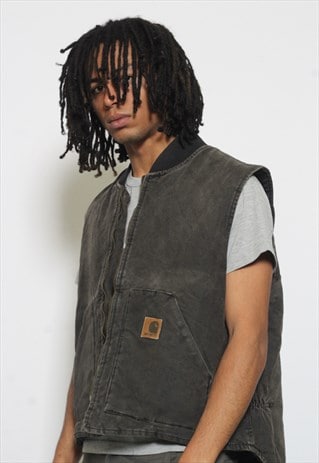 VINTAGE CARHARTT GREY WORKWEAR GILET