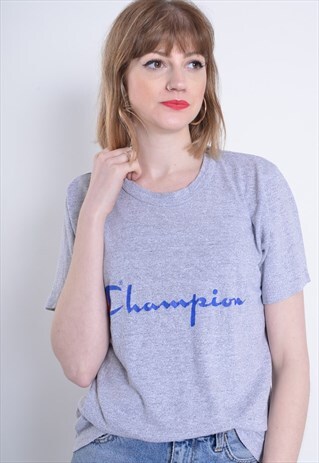 VINTAGE CHAMPION SPELLOUT T-SHIRT GREY
