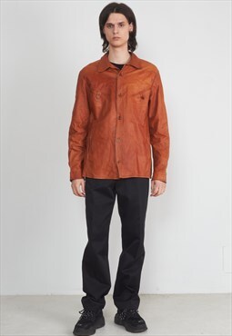 Vintage Brown Leather Long Sleeves Jacket