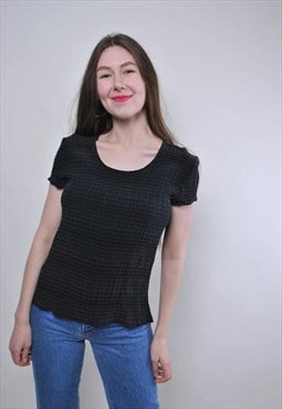 Vintage minimalist pullover causal blouse with short sleeve