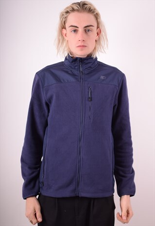 STARTER MENS VINTAGE FLEECE JACKET SMALL BLUE 90S