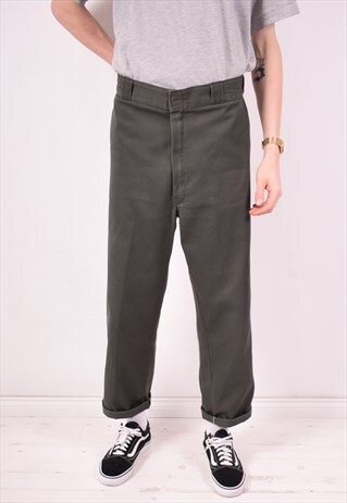 DICKIES MENS VINTAGE TROUSERS W36 L29 KHAKI 90S