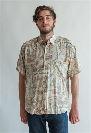 VINTAGE 80S FUNKY PATTERNED SHIRT